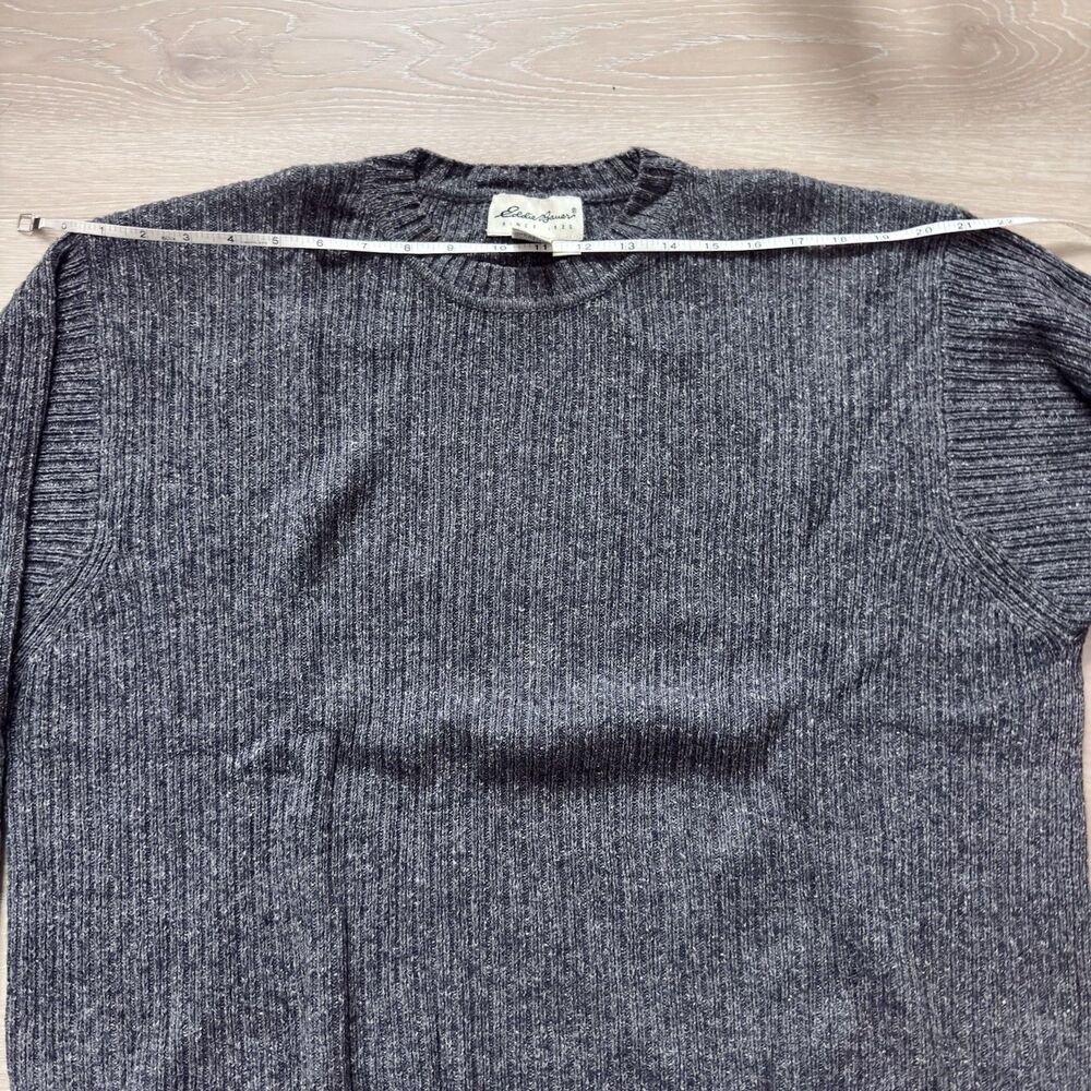 VTG 90s Eddie Bauer Ribbed Sweater L Wool Cotton Charcoal Gray Heather Coastal - Picture 9 of 12